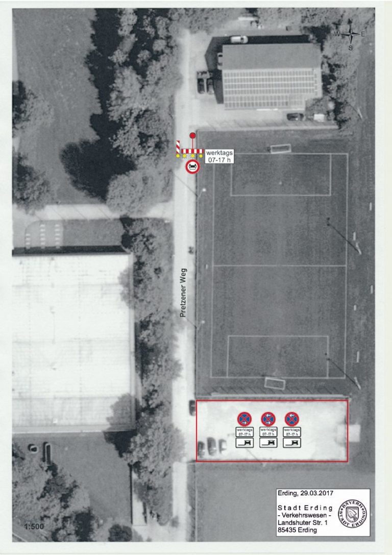 Parkplätze täglich bis 17 Uhr gesperrt!