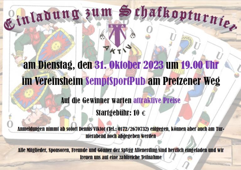 SVA-Aktiv lädt zum Schafkopfen ein